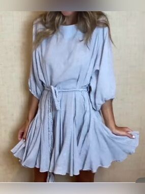 NWOT Light Blue Belted Swing Dress